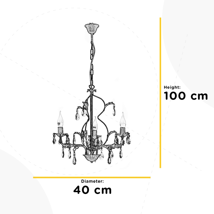 ONLI - Kroonluchter aan ketting TERESA 3xE14/6W/230V wit