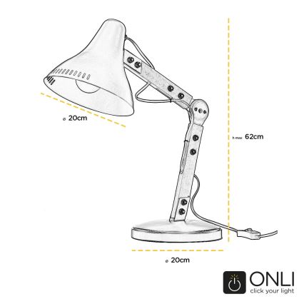 ONLI - Lampe de table ARCHITETTO 1xE27/22W/230V 62 cm gris/marron