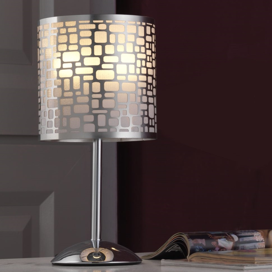 ONLI - Lampe de table BRUCE 1xE27/15W/230V 40 cm chrome mat