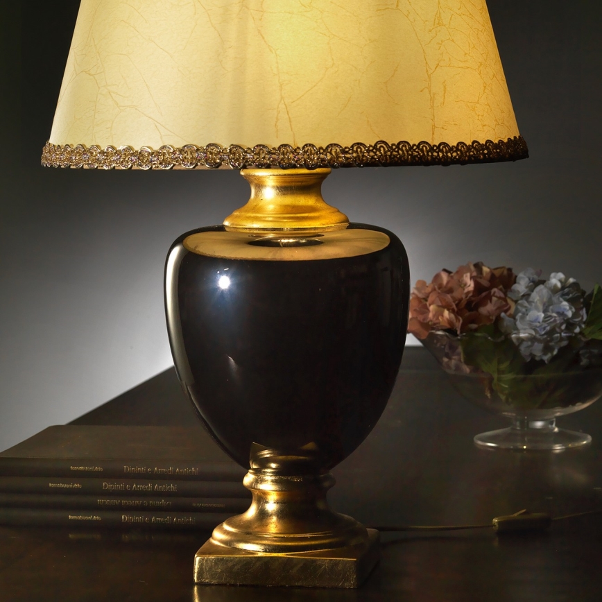 ONLI - Lampe de table MOZART 1xE27/22W/230V noire/dorée 67 cm