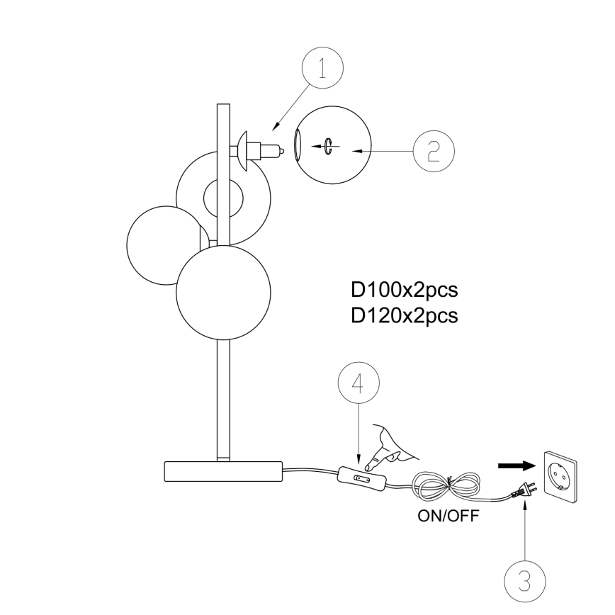 ONLI - Lampe de table PALOMA 4xG9/10W/230V 48 cm doré