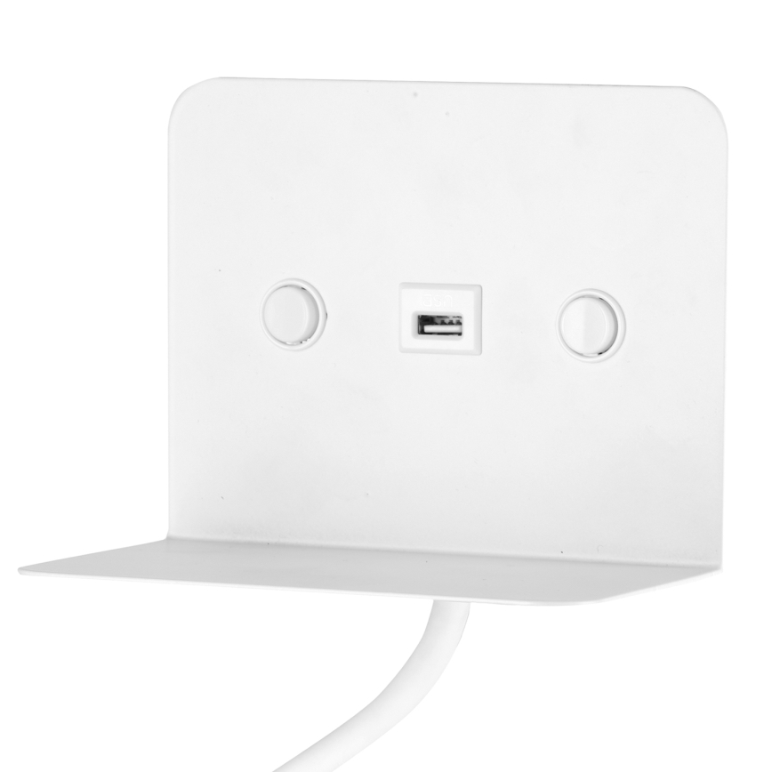 ONLI - LED Flexibel klein lampje met een plank en USB opladen PLAK LED/1W/230V wit