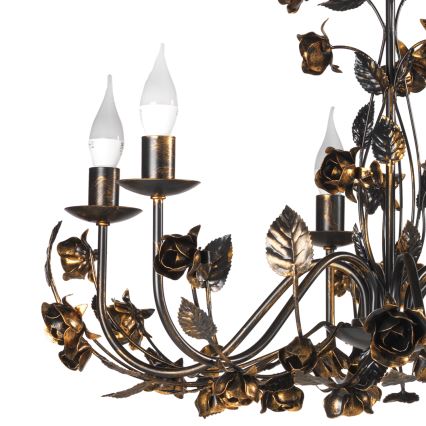 ONLI - Lustre sur chaîne CAROLINA 6xE14/6W/230V bronze