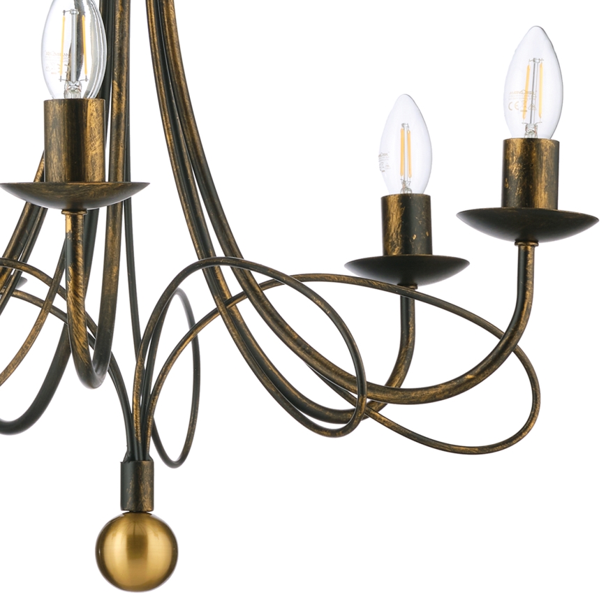 ONLI - Lustre suspendu MILVIA sur chaîne 5xE14/6W/230V, finition bronze