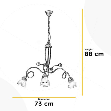 ONLI - Suspension chaîne ARIANNA 3xE14/6W/230V