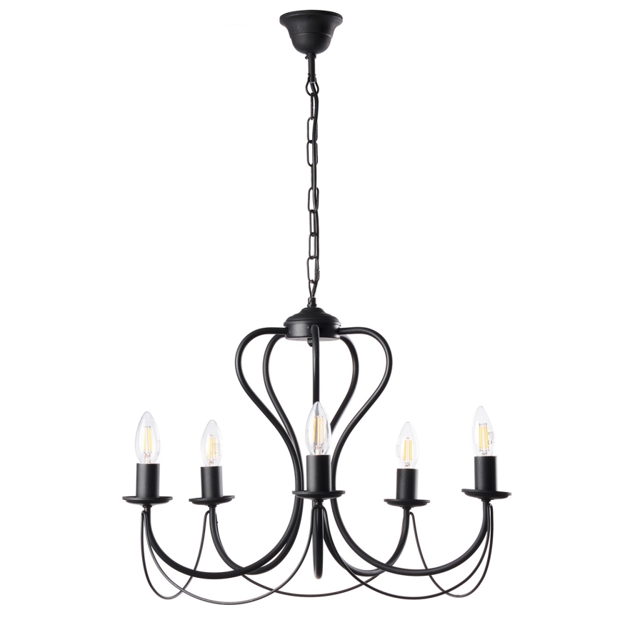 ONLI - Suspension chaîne CANDELA 5xE14/6W/230V noir
