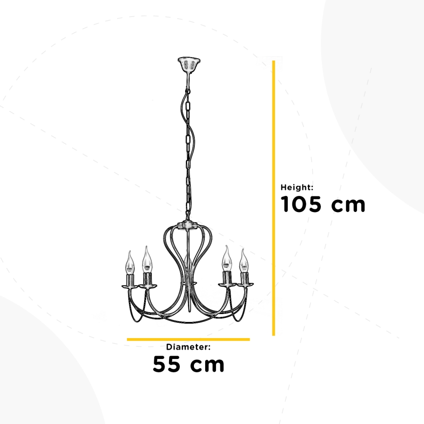 ONLI - Suspension chaîne CANDELA 5xE14/6W/230V noir