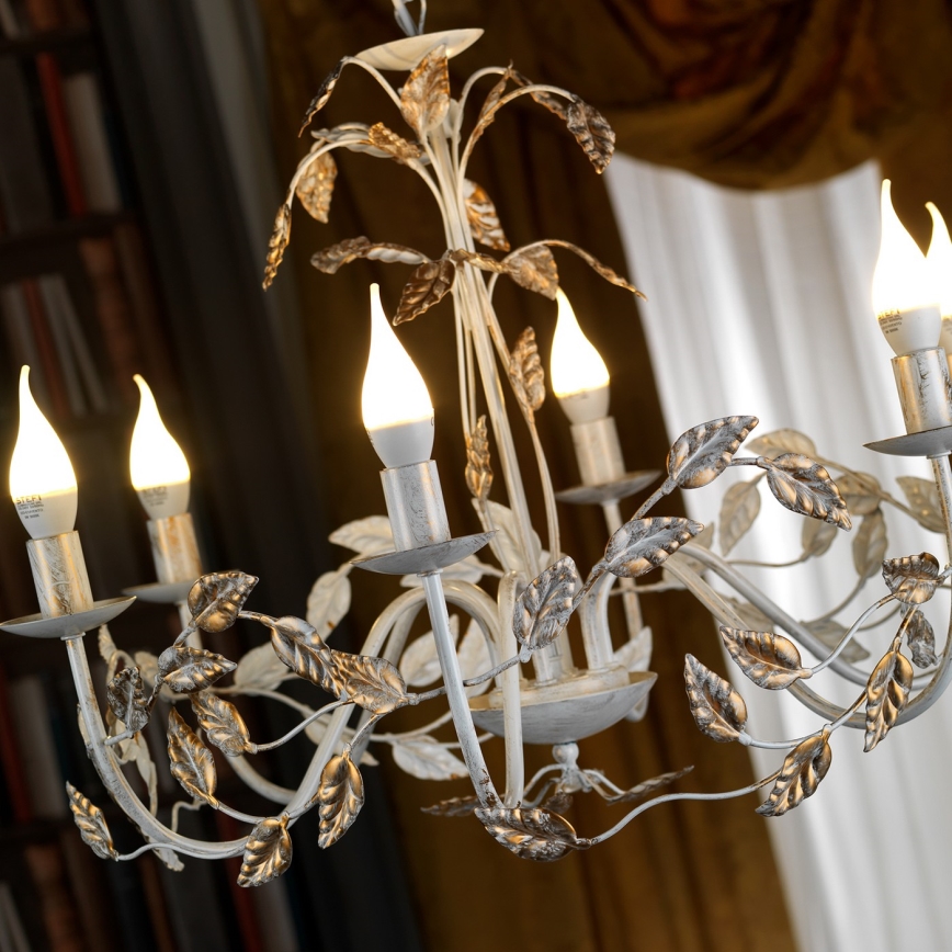 ONLI - Suspension chaîne COLLANA 6xE14/6W/230V blanc/doré