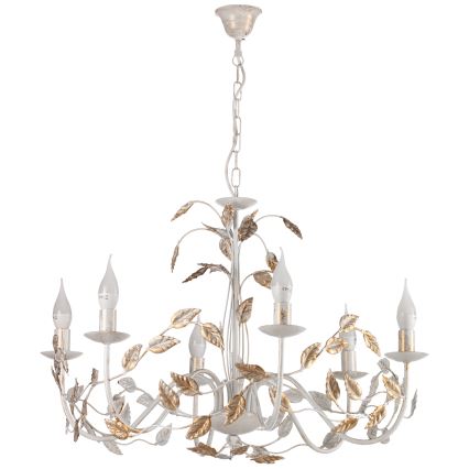 ONLI - Suspension chaîne COLLANA 6xE14/6W/230V blanc/doré