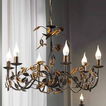 ONLI - Suspension chaîne COLLANA 6xE14/6W/230V bronze/doré