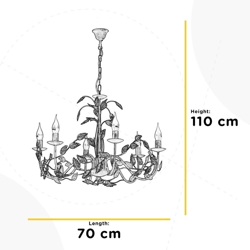ONLI - Suspension chaîne COLLANA 6xE14/6W/230V bronze/doré