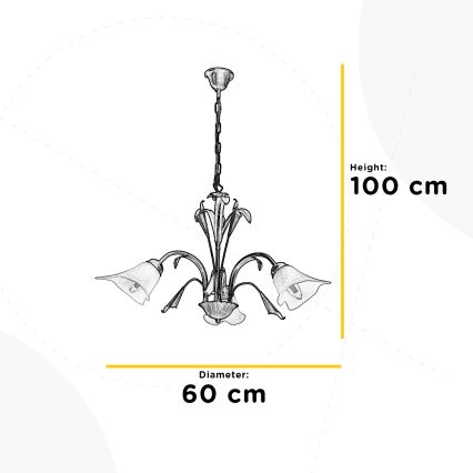 ONLI - Suspension chaîne LUCREZIA 3xE14/6W/230V crème