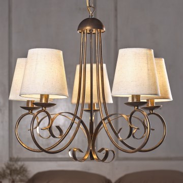 ONLI - Suspension chaîne POMPEI 5xE14/6W/230V bronze