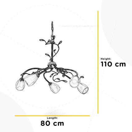 ONLI - Suspension chaîne SHARON 5xE14/6W/230V