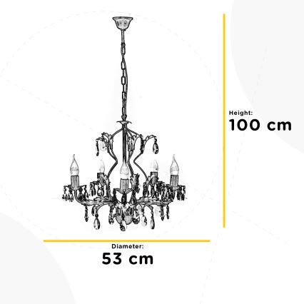 ONLI - Suspension chaîne TERESA 5xE14/6W/230V blanc