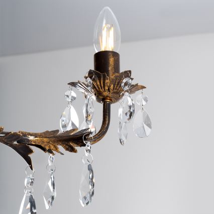 ONLI - Suspension chaîne TERESA 5xE14/6W/230V bronze