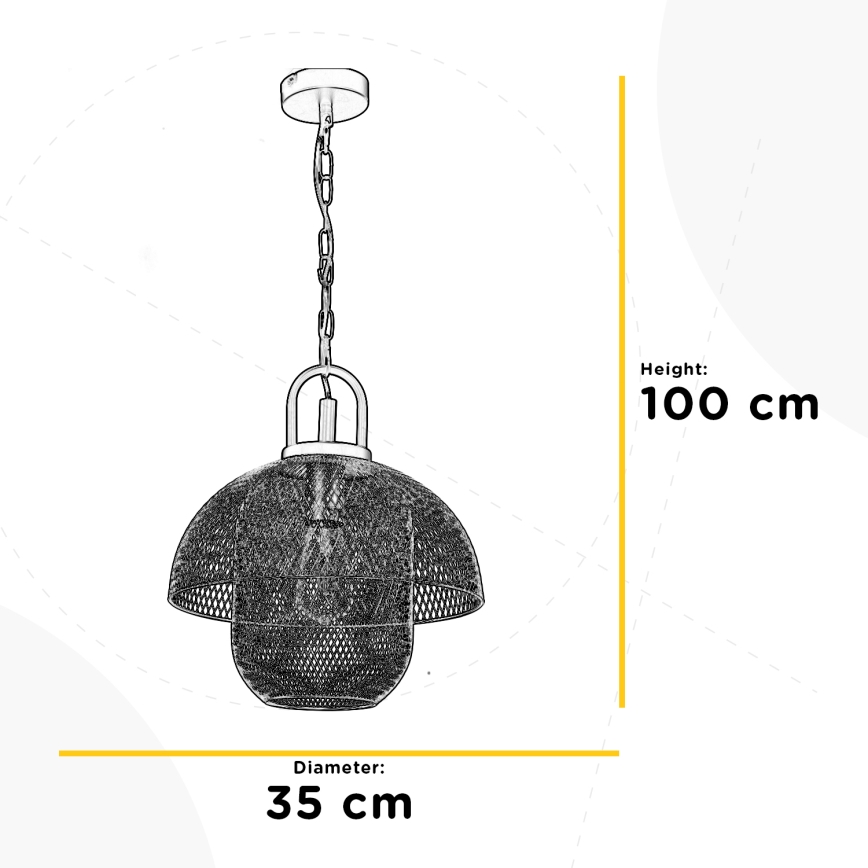ONLI - Suspension chaîne ZAIR 1xE27/22W/230V noir/argent