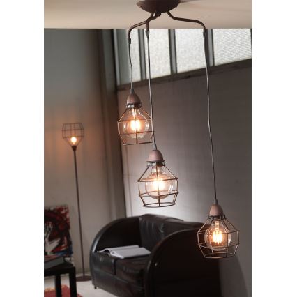 ONLI - Suspension filaire ARAIGNEE 3xE27/15W/230V noir/marron