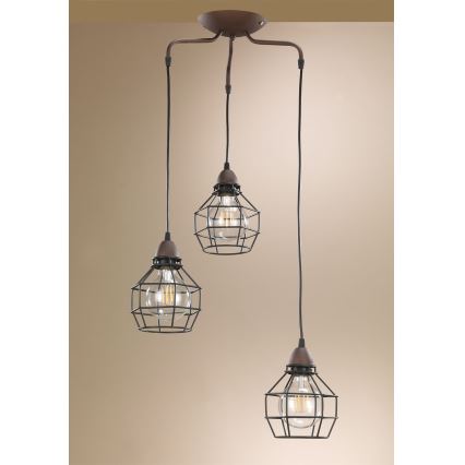 ONLI - Suspension filaire ARAIGNEE 3xE27/15W/230V noir/marron