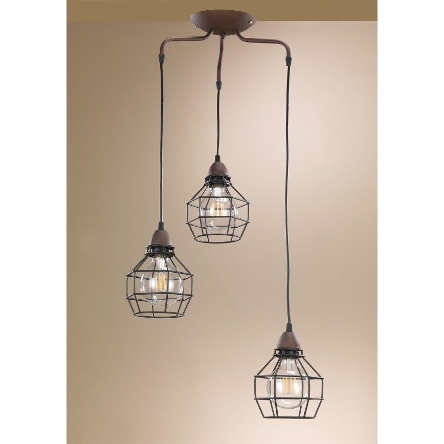 ONLI - Suspension filaire ARAIGNEE 3xE27/15W/230V noir/marron