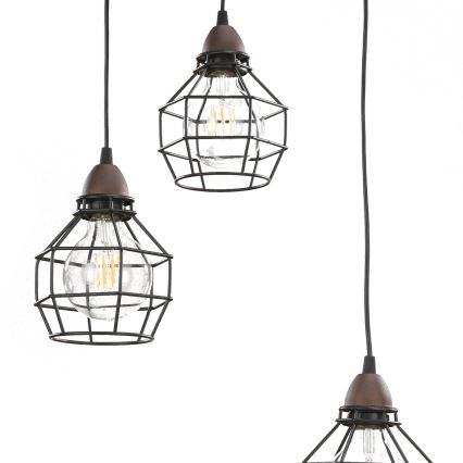 ONLI - Suspension filaire ARAIGNEE 3xE27/15W/230V noir/marron
