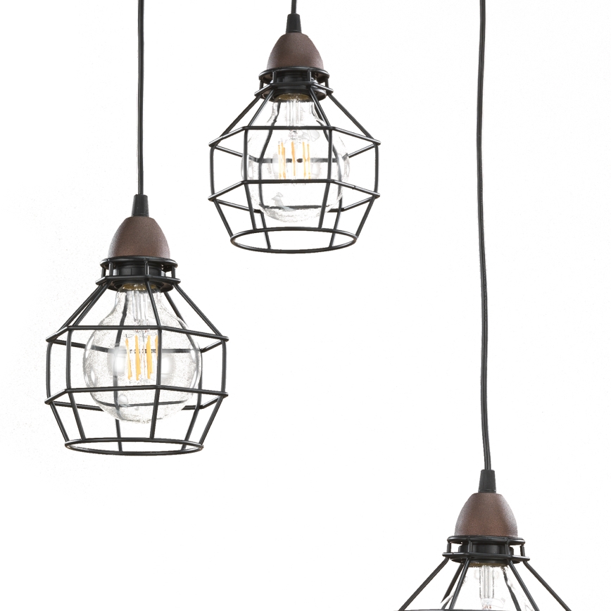 ONLI - Suspension filaire ARAIGNEE 3xE27/15W/230V noir/marron