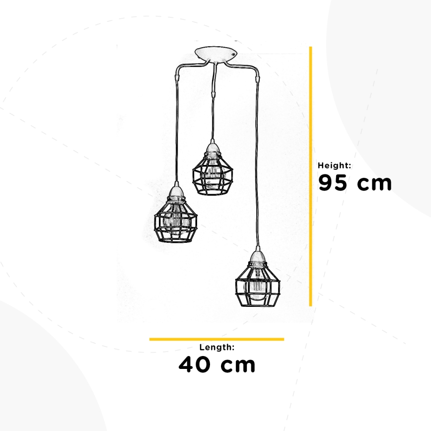 ONLI - Suspension filaire ARAIGNEE 3xE27/15W/230V noir/marron