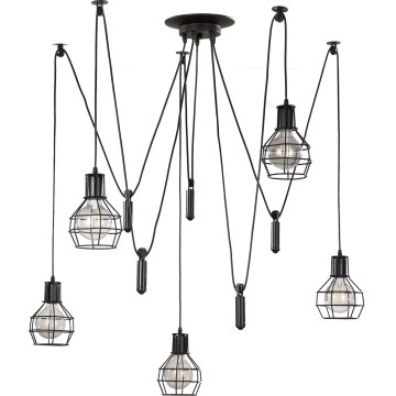 ONLI - Suspension filaire ARAIGNEE 5xE27/15W/230V araignée noir
