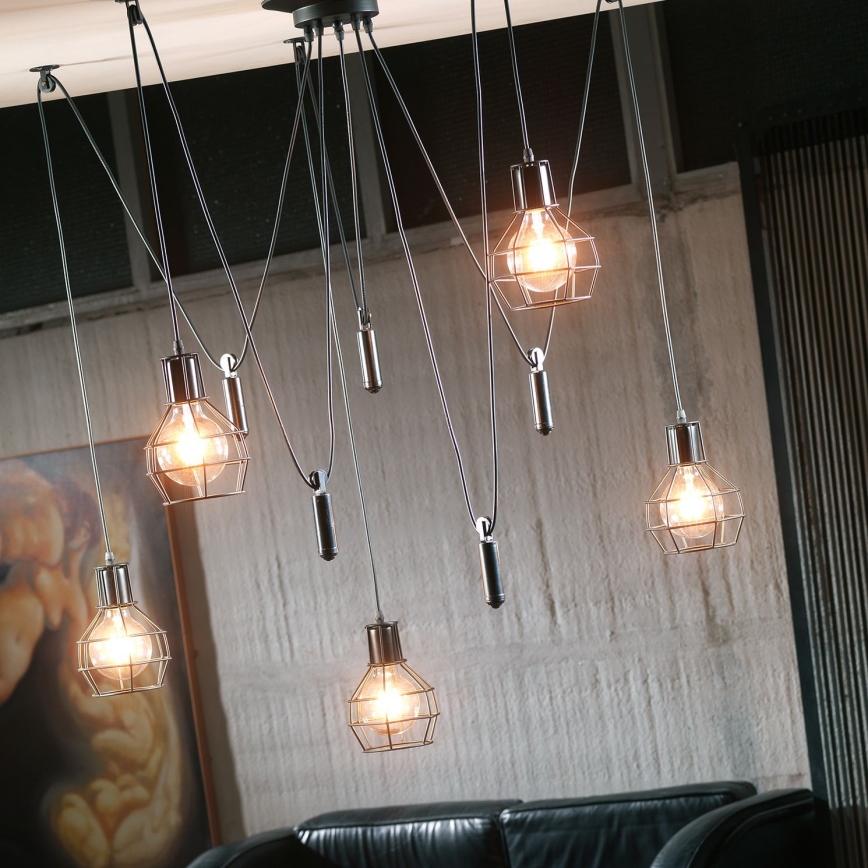 ONLI - Suspension filaire ARAIGNEE 5xE27/15W/230V araignée noir
