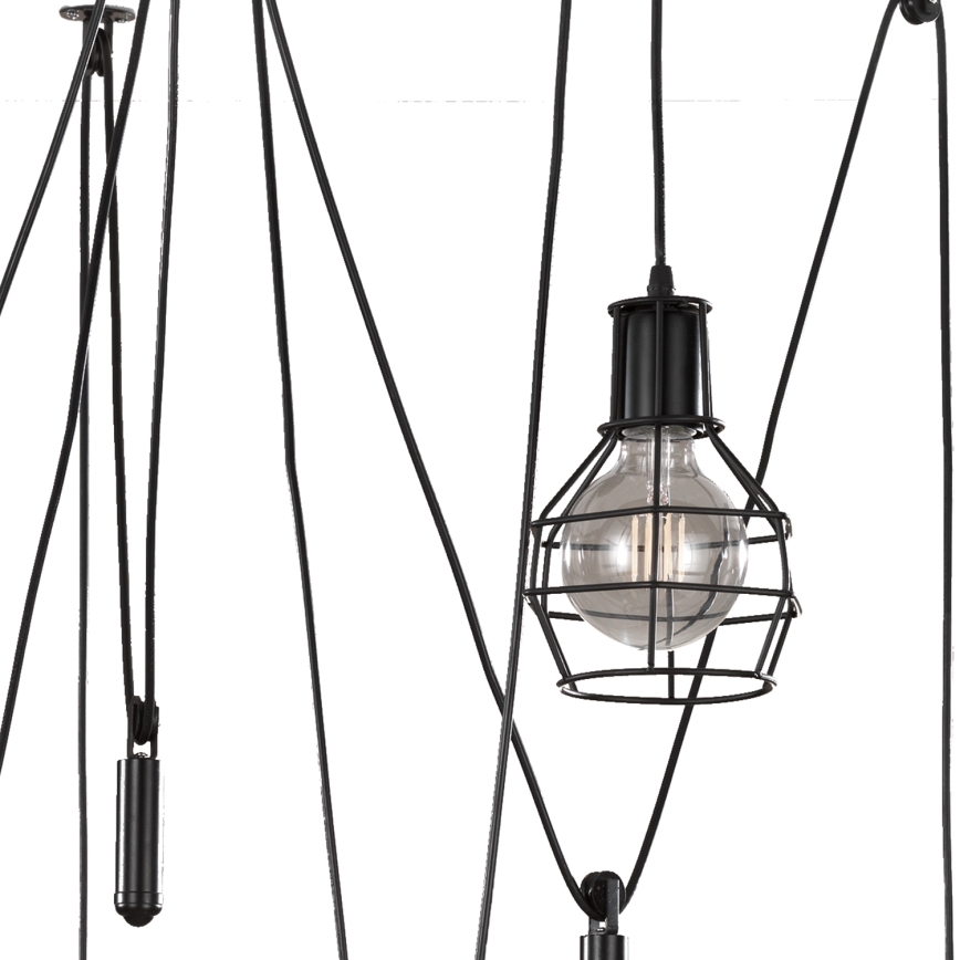 ONLI - Suspension filaire ARAIGNEE 5xE27/15W/230V araignée noir
