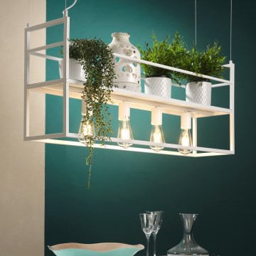 ONLI - Suspension filaire avec étagère JEFFER 4xE27/22W/230V blanc