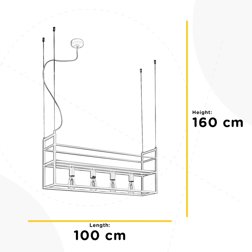 ONLI - Suspension filaire avec étagère JEFFER 4xE27/22W/230V blanc