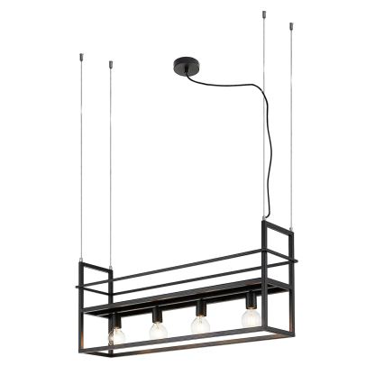 ONLI - Suspension filaire avec étagère JEFFER 4xE27/22W/230V noir