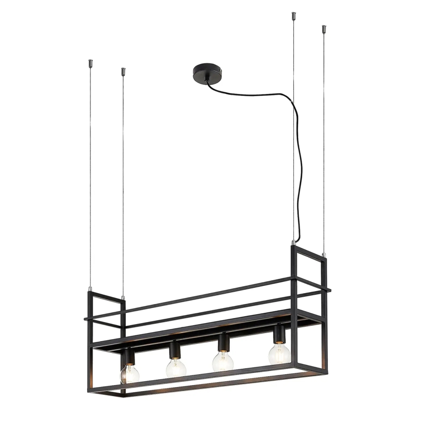 ONLI - Suspension filaire avec étagère JEFFER 4xE27/22W/230V noir