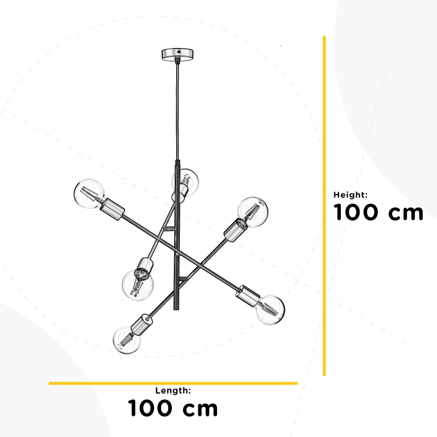 ONLI - Suspension filaire CROSS 6xE27/22W/230V