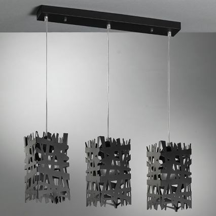 ONLI - Suspension filaire FORESTA 3xE27/15W/230V noir