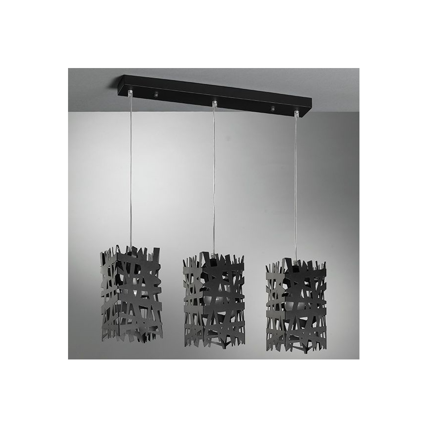 ONLI - Suspension filaire FORESTA 3xE27/15W/230V noir