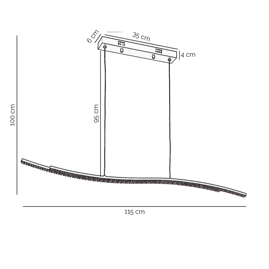 ONLI - Suspension filaire ONDA LED/30W/230V 4000K noir