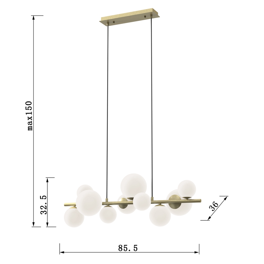 ONLI - Suspension filaire PALOMA 10xG9/10W/230V doré