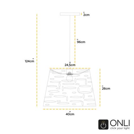 ONLI - Suspension filaire RICKY 1xE27/15W/230V d. 40 cm blanc