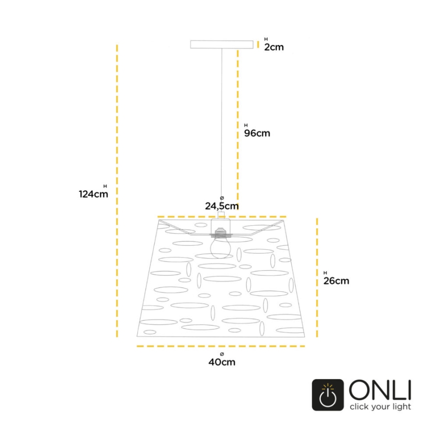 ONLI - Suspension filaire RICKY 1xE27/15W/230V d. 40 cm blanc