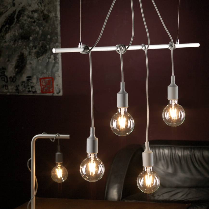 ONLI - Suspension filaire WIRE 4xE27/15W/230V gris/blanc