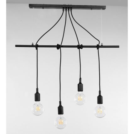 ONLI - Suspension filaire WIRE 4xE27/15W/230V noir