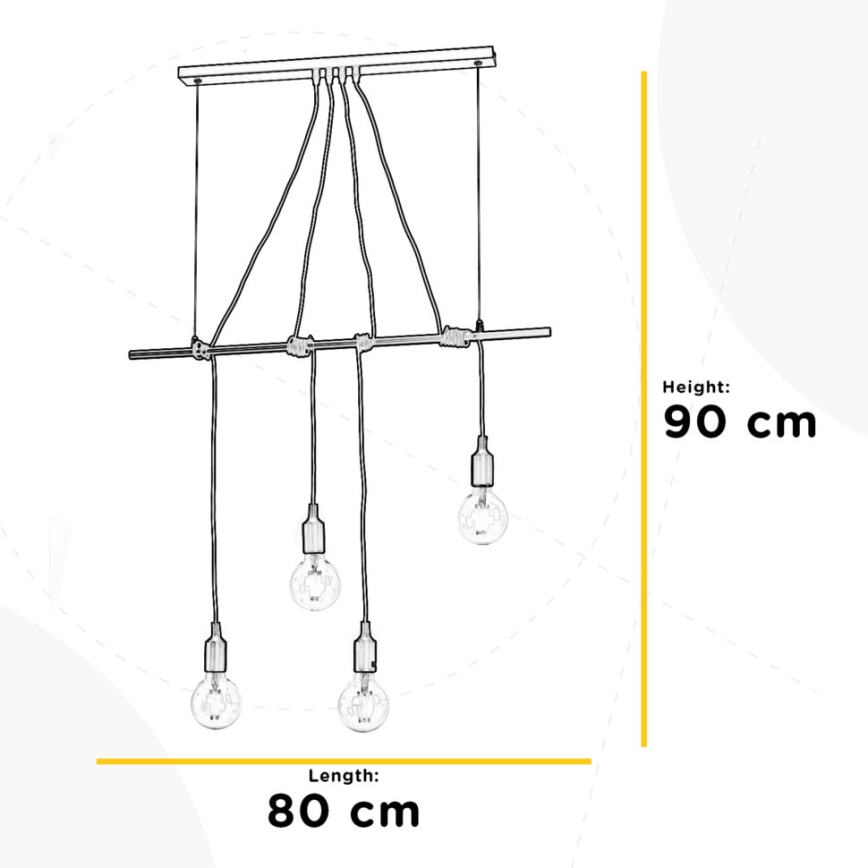ONLI - Suspension filaire WIRE 4xE27/15W/230V noir