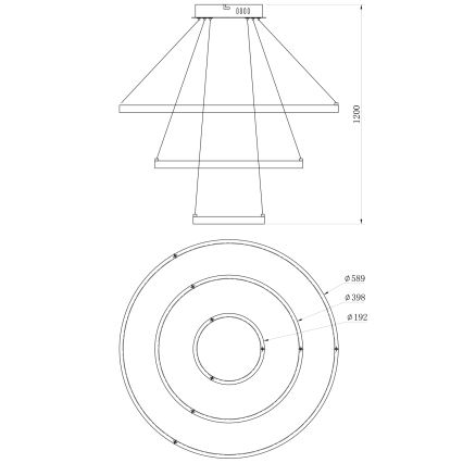 ONLI - Suspension LED sur câble NOELIA LED/40W/230V dorée