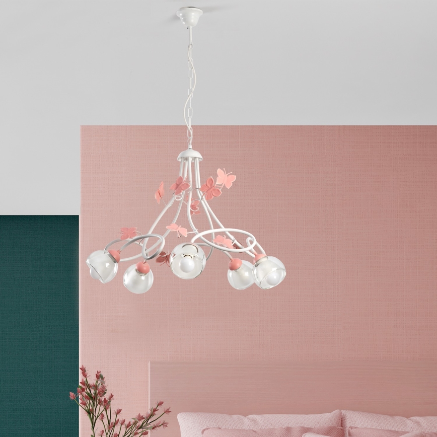 ONLI - Suspension pour enfant BUTTERFLY 5xE14/6W/230V