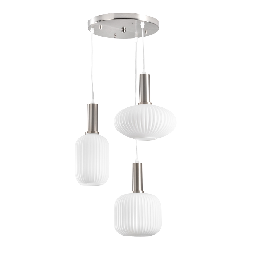 ONLI - Suspension sur câble DOROTY 3xE27/15W/230V blanc/chrome brillant