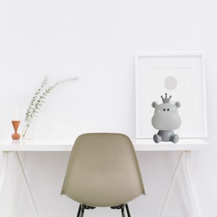 ONLI - Veilleuse LED réglable pour enfants PUPPIES LED/3W/230V 25 cm hippopotame/gris