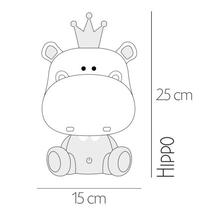 ONLI - Veilleuse LED réglable pour enfants PUPPIES LED/3W/230V 25 cm hippopotame/gris