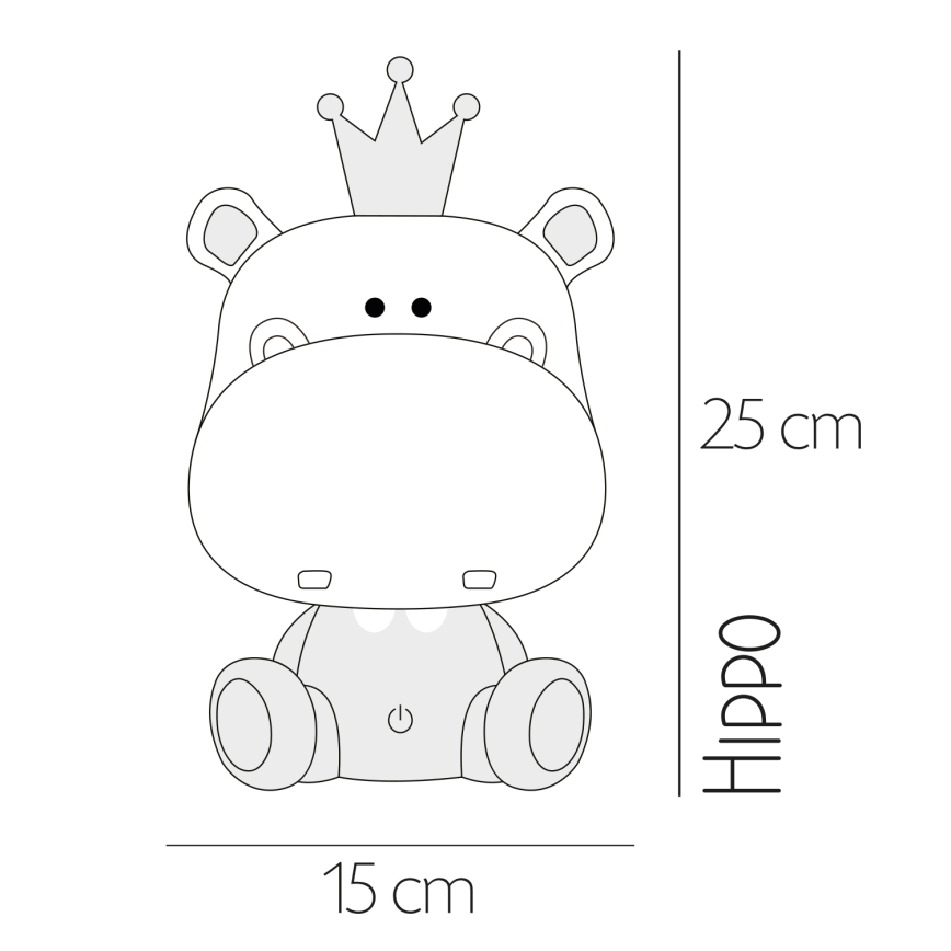 ONLI - Veilleuse LED réglable pour enfants PUPPIES LED/3W/230V 25 cm hippopotame/gris